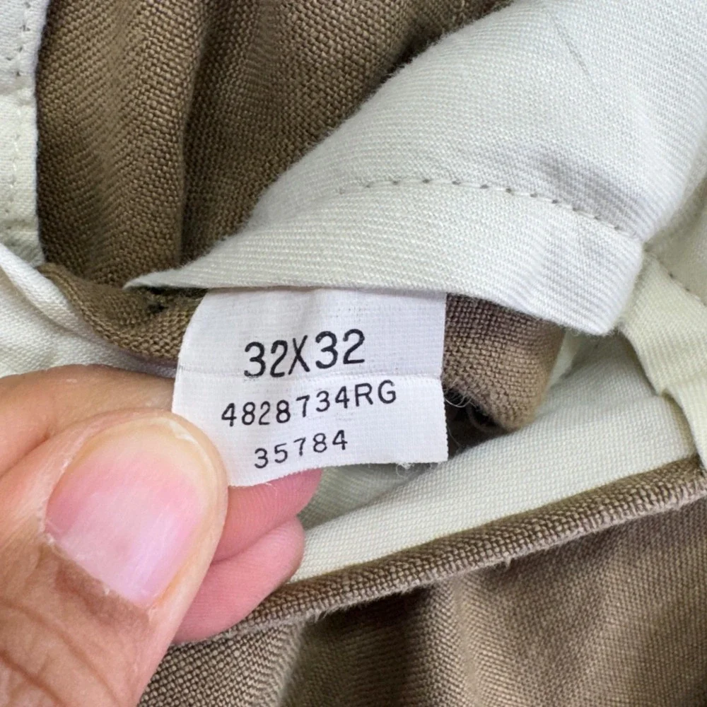 Polo Ralph Lauren Pants 32x26 Brown/Green Pleated 100% Linen Cuffed Old Money